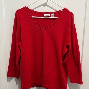 Chico's Bold Red Long Sleeve V-Neck Top